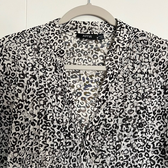 Apt 9 Black White Leopard Print Button Up 3/4 Sleeve Blouse size 1X - Picture 4 of 8